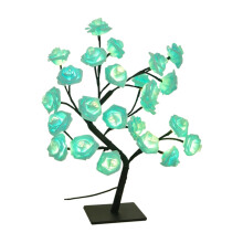LED-bordlampe, USB-/batteridrevet nattlampe med justerbare kunstige rosegrener, plastbase – kompatibel med USB-lading