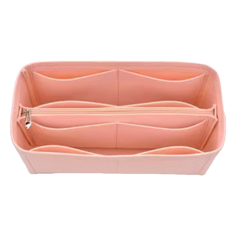 Pink Bizhua Inner Liner Makeup Storage Bag With Middle Zipper & Long/Short Handles Â Compatible With Standard Organizers