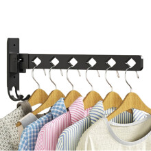 Cintre mural pliable avec bras pivotant, organisateur de linge gain de place, crochet pour manteau pour salle de bain/chambre, noir, lot de 1