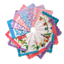 12 Pieces Handkerchiefs for Women Vintage Floral Soft Cotton Blend Colorful Embroidered Ladies Handkerchief Tea Party Favors