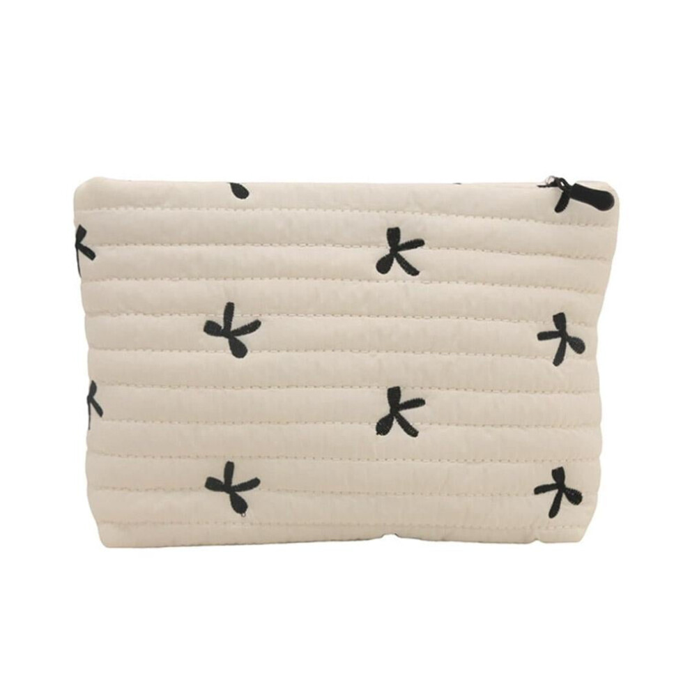 Large Capacity Cosmetic Bag Bow Printed Portable Makeup Bag with Zipper Q5F