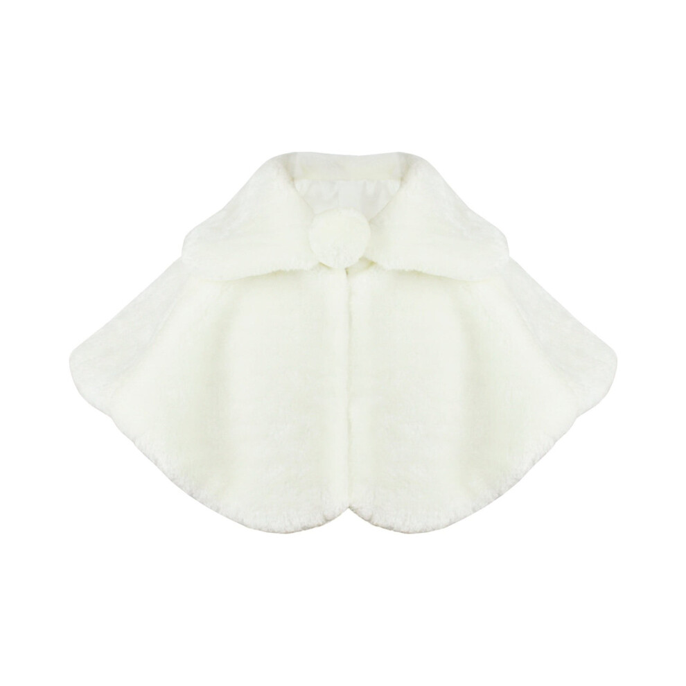 Girls Faux Fur Cape, Flower Girl Princess Cape In Winter Cozy Faux Fur Shrug Flower Girl Princess Cape 7 Years White