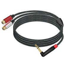 6.35mm TRSs to 2RCA Sound Interconnects Cable with Full Metal Shell AntiCorrosion for Stage Use