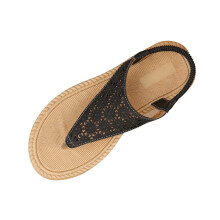 Black Women Casual Sandals Round Toe Flat Slip On Outdoor Indoor Leisure Footwear Pu Material Flip Flop Style One Pair Per Order