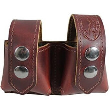 Burgundy Leather Revolver Speed Loader Pouch for .22 .38