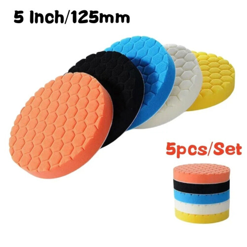 5PCS Car Polishing Pad Kit 5" Buffing Sponge Set
