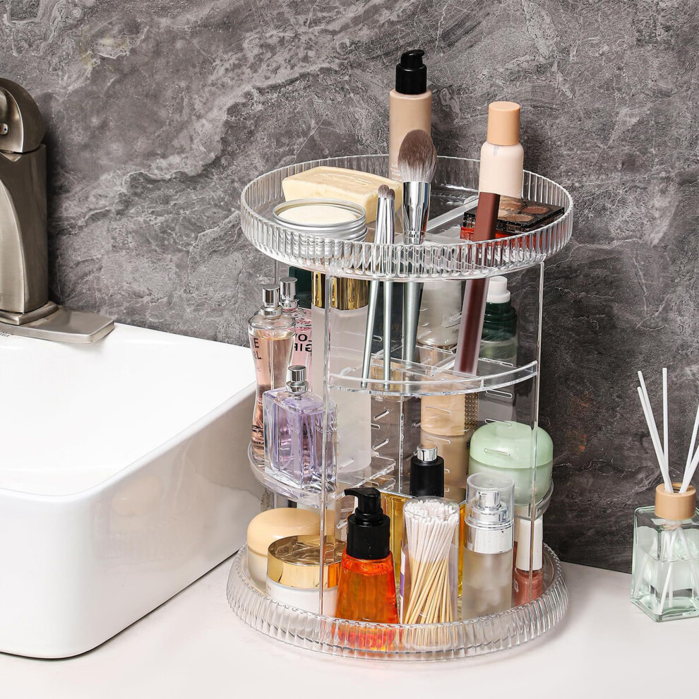 Dachuang Beauty (Stripe) 360 Rotating Makeup Organizer For Brushes & Lipsticks