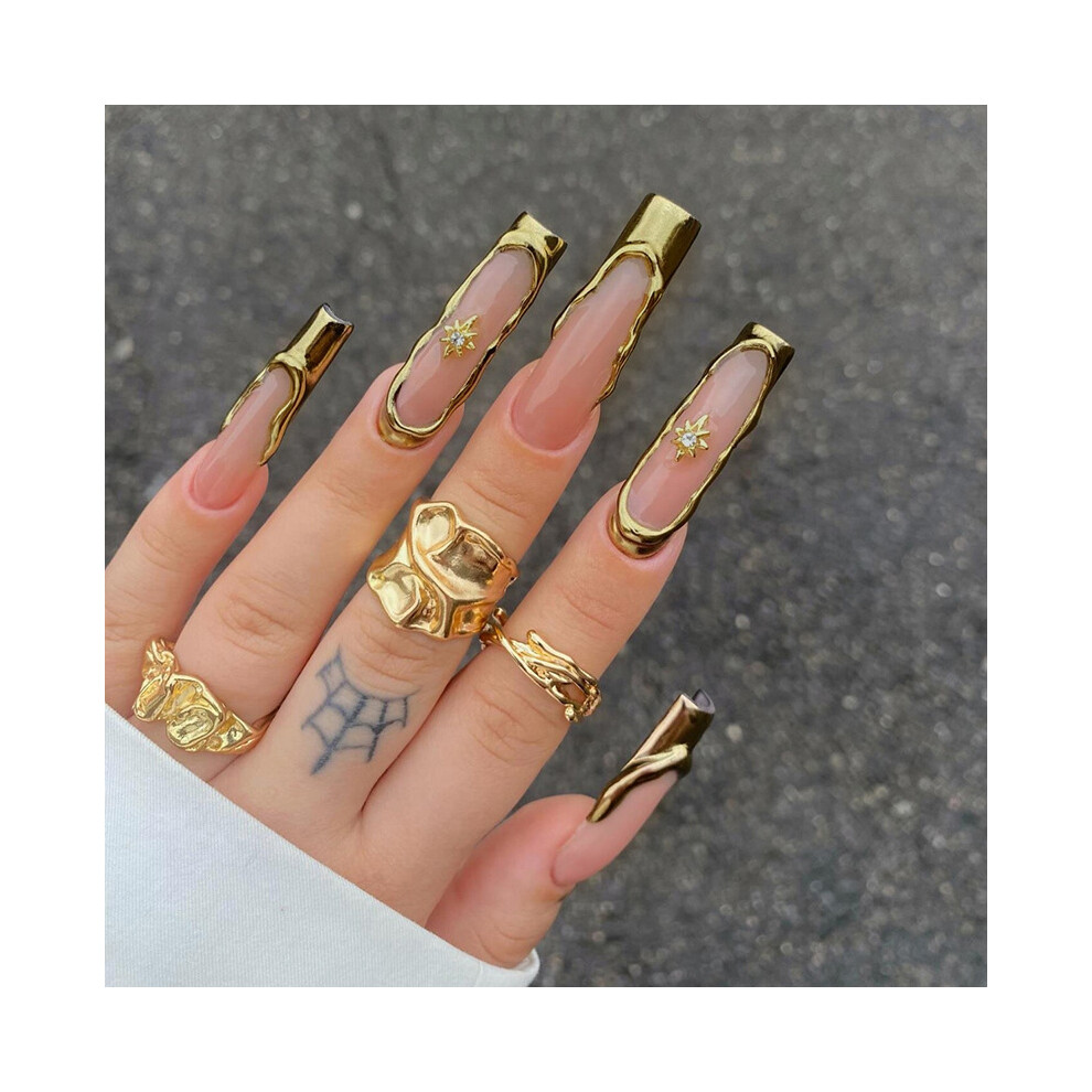Dachuang Beauty Cream Gold-Edge Nude False Nails, Salon Supply