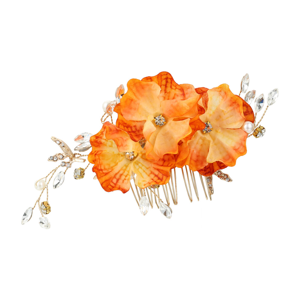 Dachuang Beauty Unisex Yellow (Yellow) Bridal Comb With Flowers, Resin & Alloy Hairpin (50 Chars)