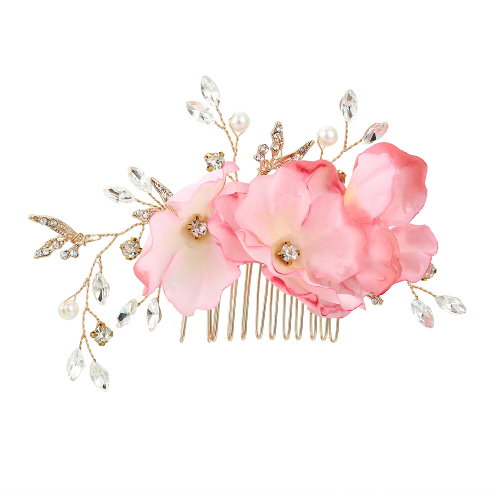 Dachuang Beauty Unisex Pink (Pink) Bridal Comb With Flowers, Resin & Alloy Hairpin (50 Chars)