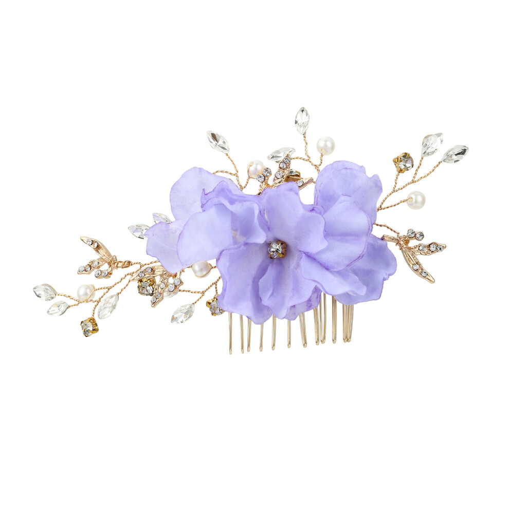 Dachuang Beauty Unisex Purple (Purple) Bridal Comb With Flowers, Resin & Alloy Hairpin (50 Chars)