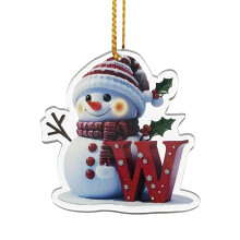 2D-Alphabet-Ornamente (AZ) für Weihnachtsbaum, Schneemann-Deko, 26 Buchstaben zum Selberbasteln – Kompatibel mit Weihnachtsbäumen