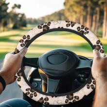Tassukuvioinen golfkärryn ohjauspyörän suojus, konepestävä, yhteensopiva Club Carin kanssa, pölysuoja lemmikkien ystäville