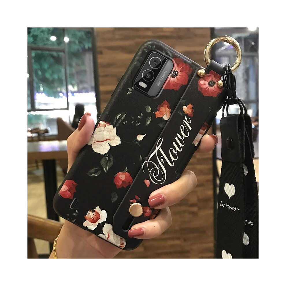 Nokia C210 Phone Case Â Dirt-Resistant, Shockproof, Waterproof Silicone Case With Wristband, Ring, Kickstand & Flower Design 9493189650943