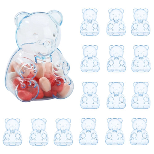 Gummy Bear Container Blue Reusable Plastic Box 12 pcs 7 cm