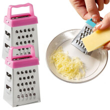 Mini râpe à fromage en acier inoxydable à 4 faces avec poignée (2 pièces)