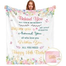 Cadeaus voor een 16e verjaardag voor meisjes – Cadeauverpakking, deken (76x102 cm), decoraties – Geschikt voor een 16e verjaardag