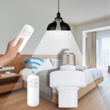 Intelligente E27-Lampenfassung mit Fernbedienung – Kabelloser Timer für LED-/Glüh-/Energiesparlampen ( 50 W), 30 m Reichweite, weißes