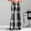 Women's Plaid Flared Pants Dark Gray M 2