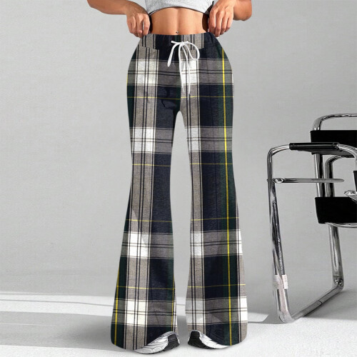 Women's Plaid Flared Pants Dark Gray M 1