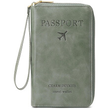 Portefeuille RFID noir pour passeport avec poches pour cartes et documents