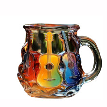 Mug en verre peint en 3D avec motif guitare, 35 cl