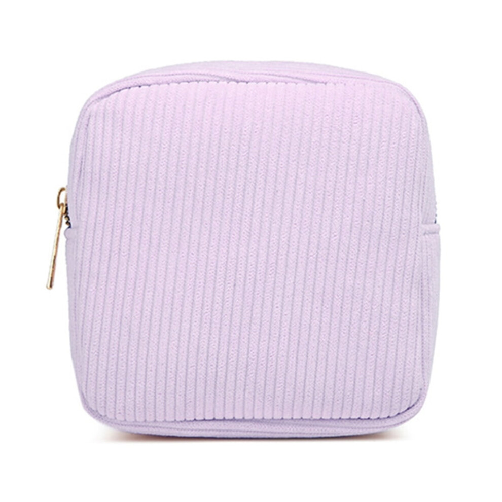Corduroy Makuep Bag Small Coin Purse Fashionable Solid Color Zippered Cosmetic Storage Toiletry Case for Women