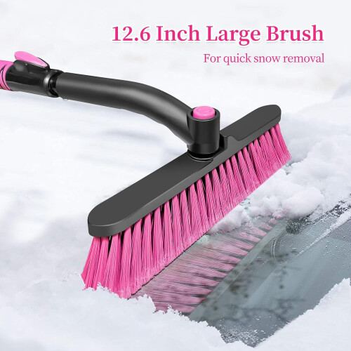 Snow Brush and Ice Scraper 51 inch Extendable Foam Grip Pink 2