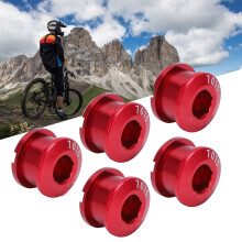 5er Set Aluminium-Kettenblattbefestigungen, 6,5 mm Muttern & 9,5 mm Schrauben, Rot