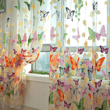 2pcs Butterfly Window Panels Drapes Curtains Sheer Voile Tulle Home Room 39.4x78.8