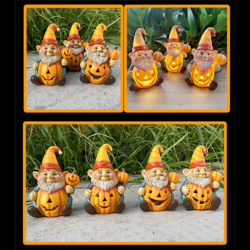 Pumpkin Alien Statue Resin Halloween Decor 2