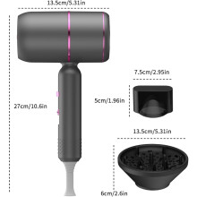 Hairdryer Powerful Blue Light Ion 3 Cold & Hot Air Settings Fast Drying with Diffuser and Concentrator Nozzle Foldable Blowdryer for Home Travel