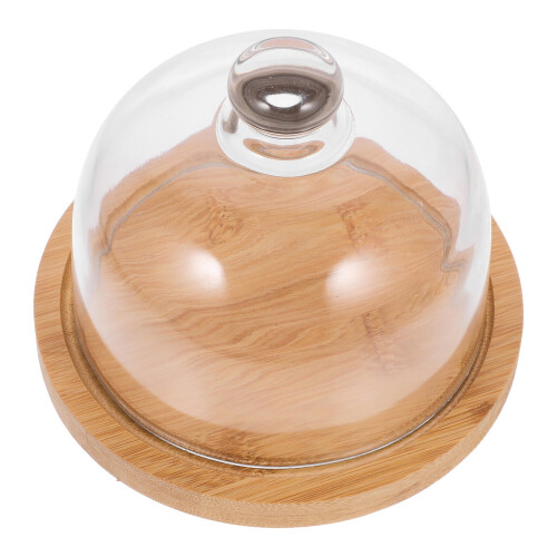 Wooden Brown Cake Plate with Cover 1 Set 2
