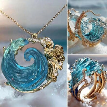 Edsmyckeset för kvinnor Halsband Örhängen Ring Strand
