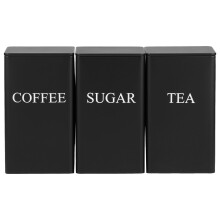 3Pcs Metal Tea/Coffee/Sugar Canisters Set with Airtight Lids – Space-Saving Kitchen Storage Jars
