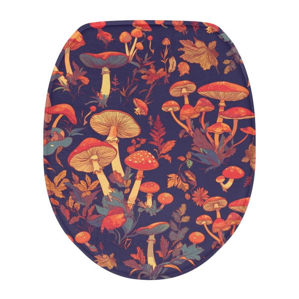 Mushroom And Maple Leaf Toilet Lid Cover Oval 902370209352