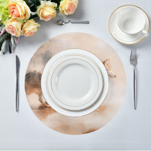 Round Placemat Set Polyester 4 pcs Abstract Wild Animals