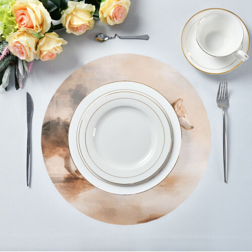 Round Placemat Set Polyester 4 pcs Abstract Wild Animals