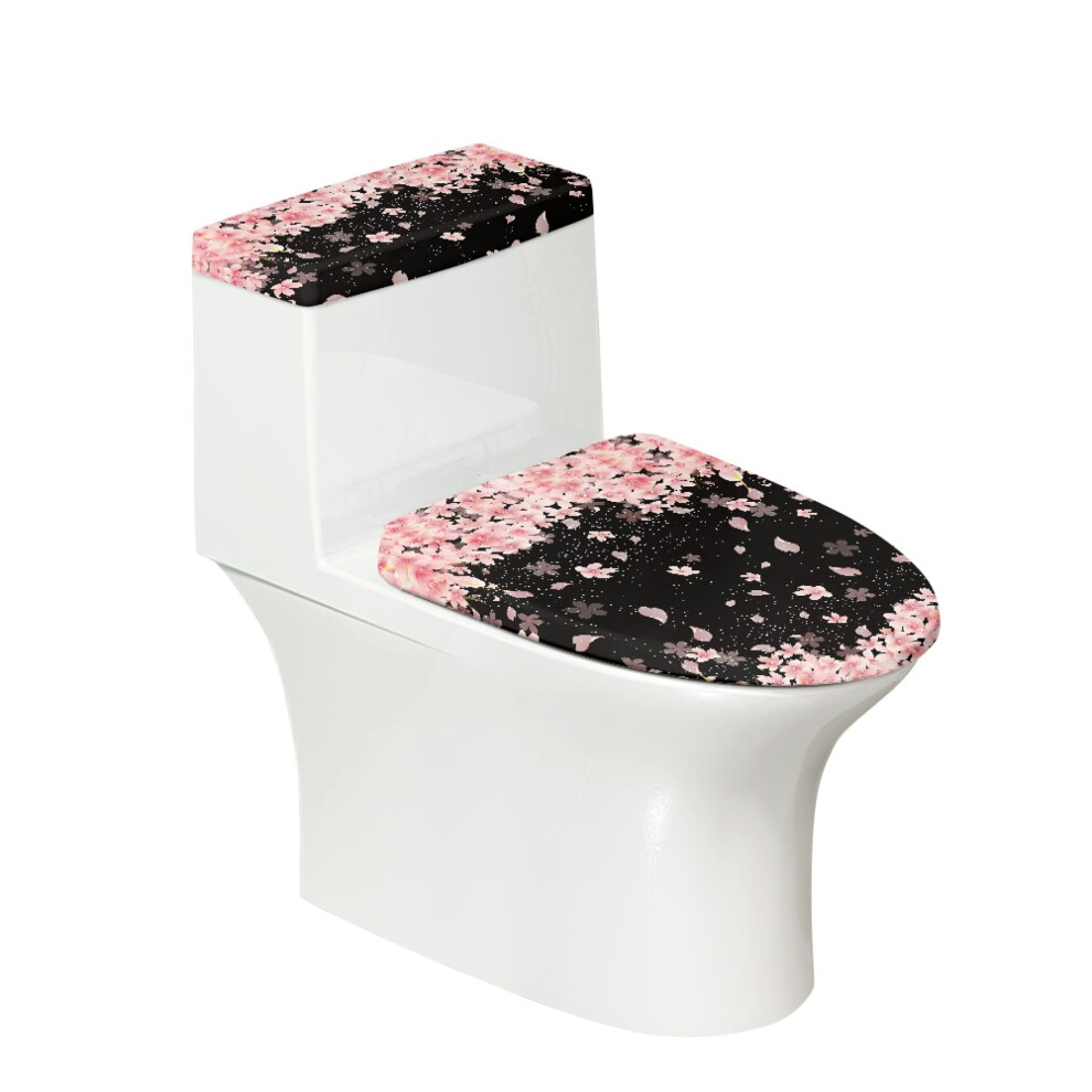Cherry Blossoms Toilet Cover & Fits All Toilet Shapes Bathroom Toilet Lid Cover For Bathroom Home, Elastic Fabric, Washable 9464372698974