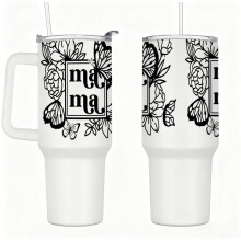 Stainless Steel Insulated Tumbler with Handle and Straw