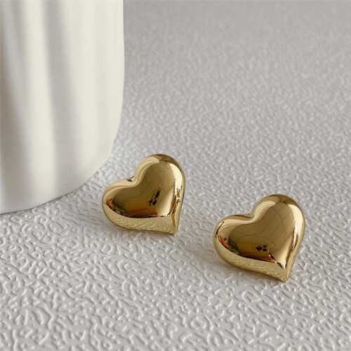 (Gold) Vintage Silver Heart Stud Earrings - Christmas Gift 1