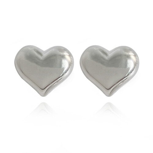 (Silver) Vintage Silver Heart Stud Earrings - Christmas Gift 1