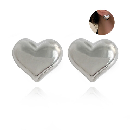 (Silver) Vintage Silver Heart Stud Earrings - Christmas Gift 2