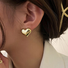 (Gold) Vintage Silver Heart Stud Earrings - Christmas Gift