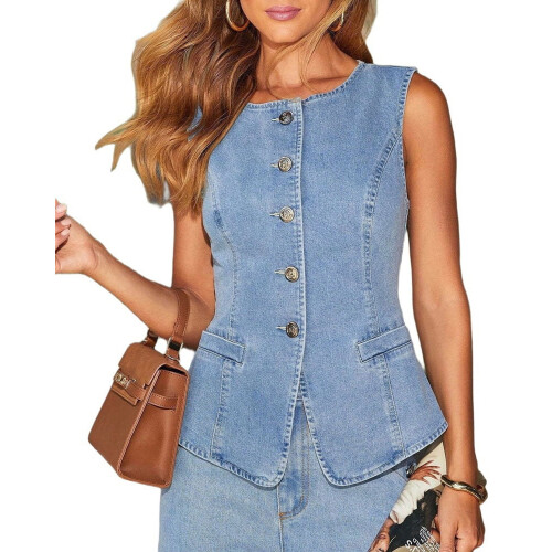 Dames denim vest blauw vest S