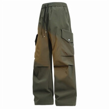 SYMOID Men's Cargo Pants Army Green Size M - Soft Durable Polyester, Relaxed Wide-Leg with Elastic Waist & Flap Pockets, Ideal for Casual/Streetwear