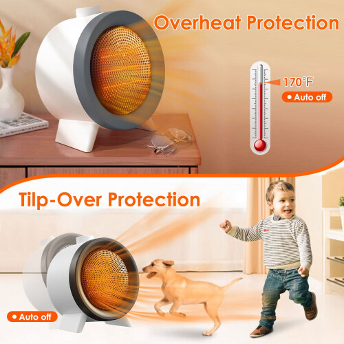 Mini Ceramic Space Heater 1000W 3 Modes Fast Heat Safety 2