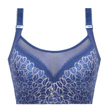 Plus Size Sexy Beugelbeha met Kanten Kanten Push-up Beha Ondergoed Bralette, Saffierblauw, 38/85