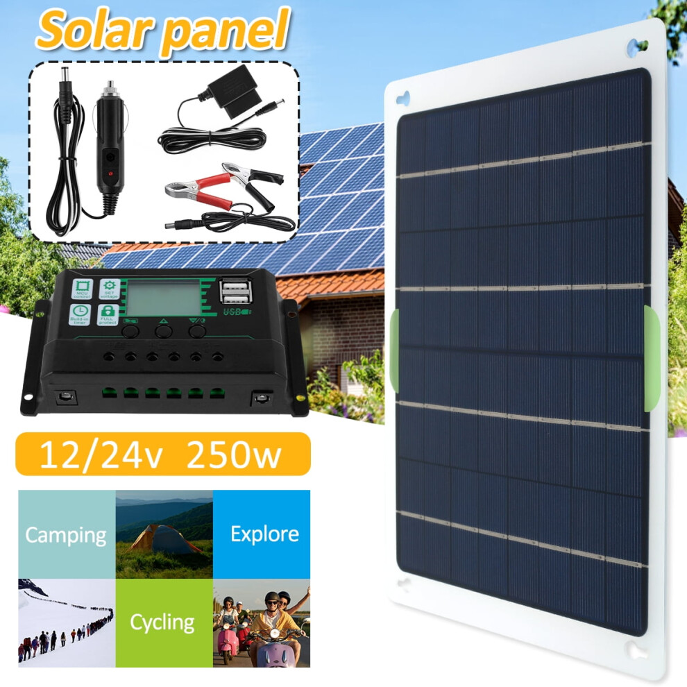 250W Solar Panel 12V/24V Solar Cell Solar Charger Ip65 Waterproof Monocrystalline Solar Panel High Efficiency Solar Powered Charger For Car Boat 9464372699643
