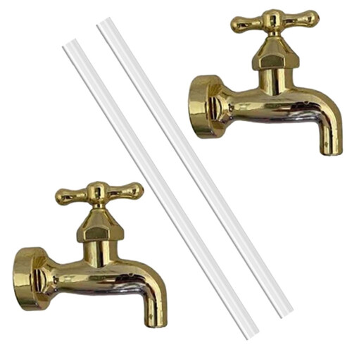 Fountain Faucet Solar Water Feature Outdoor Decor 2 Sets